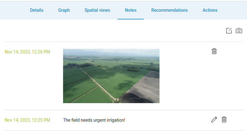 Field detail page - notes