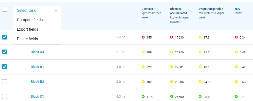 Select multiple fields
